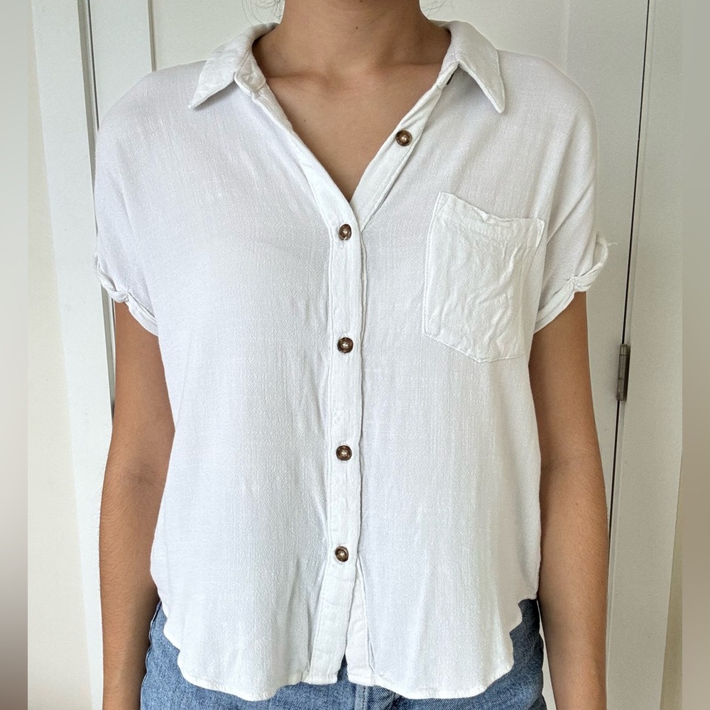 White button down top